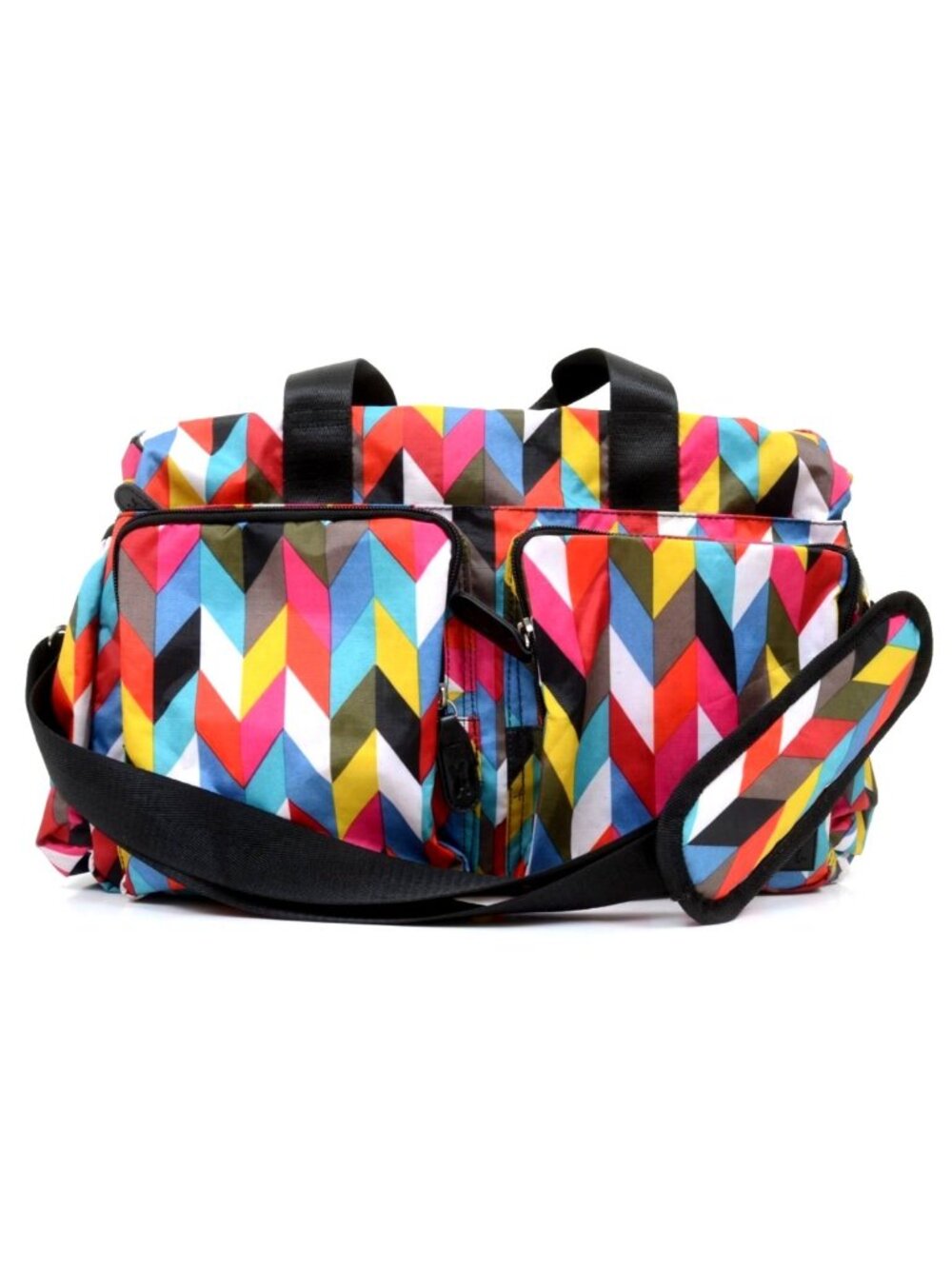 FRENCH BULL By Trend Lab Chevron Ziggy Duffel Shoulder Travel Diaper Bag Pink